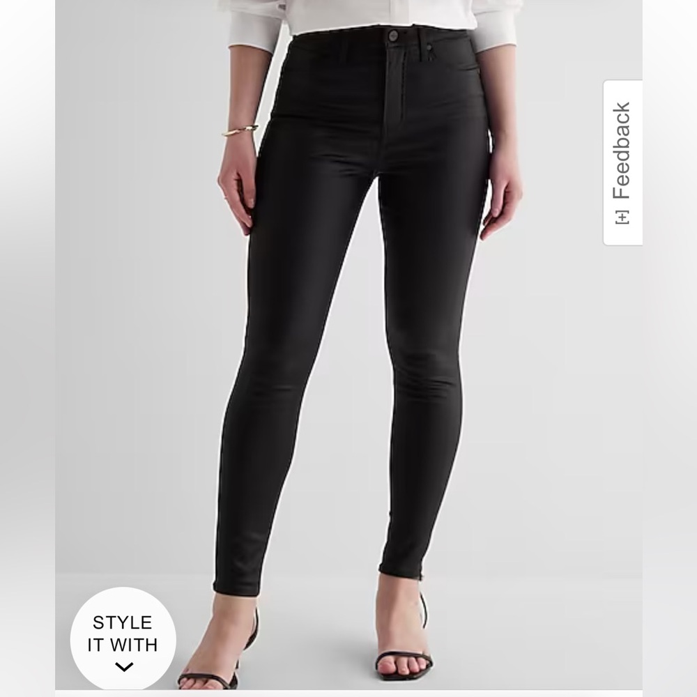Express high waisted black coated skinny pants size 2